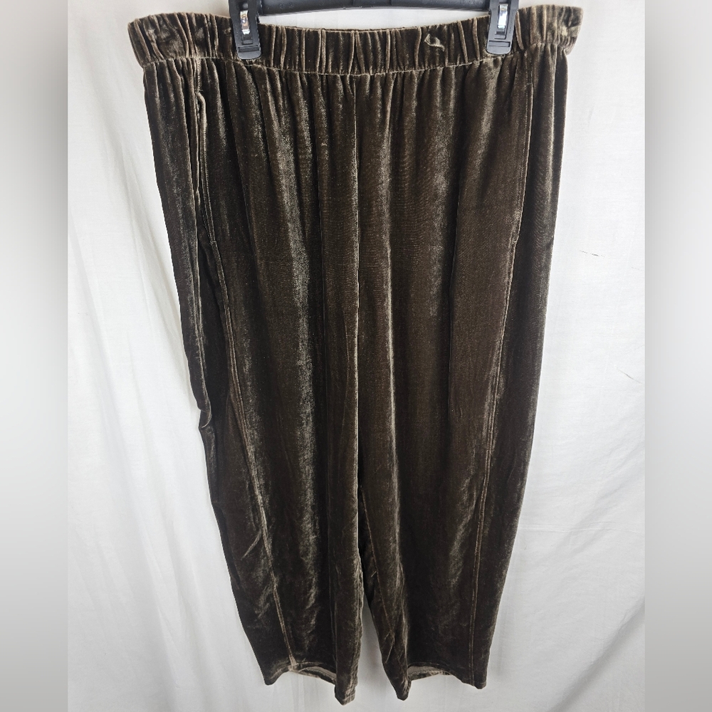 NWT Eileen Fisher Wren Lantern Ankle Velvet Brown Pants With Pockets Sz XL